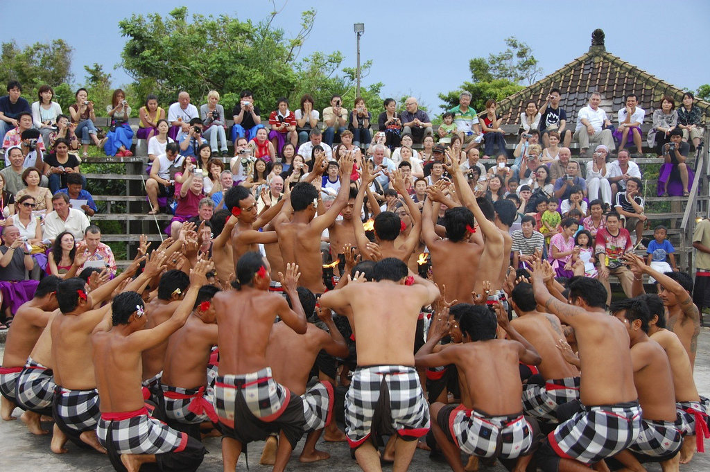 Photo of Kecak dance performed at Uluwatu Temple amphitheatre