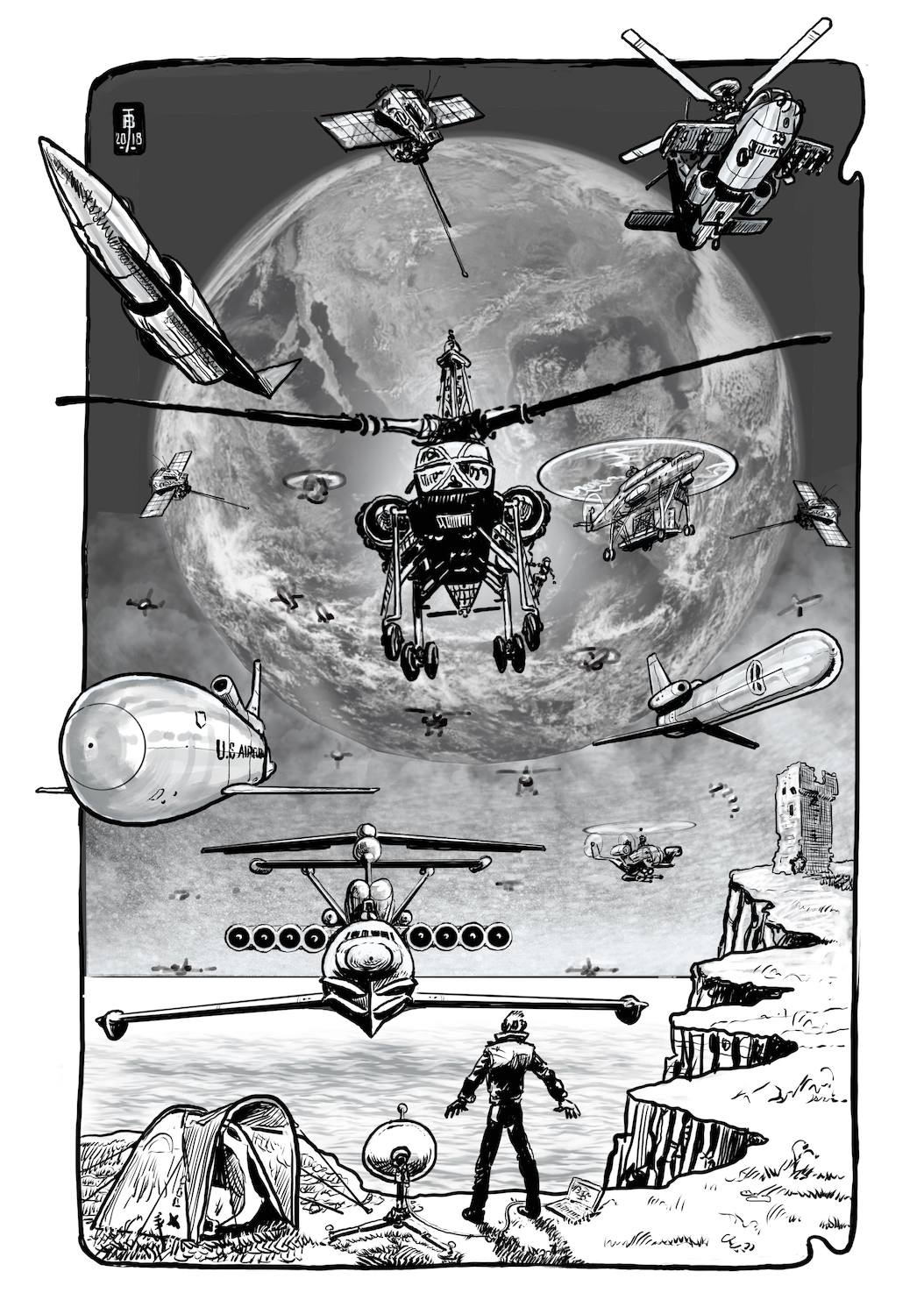 Illustration by Tim Booth from my story "The Rockets' Red Glare" - one of my ten 'Irish Tales'