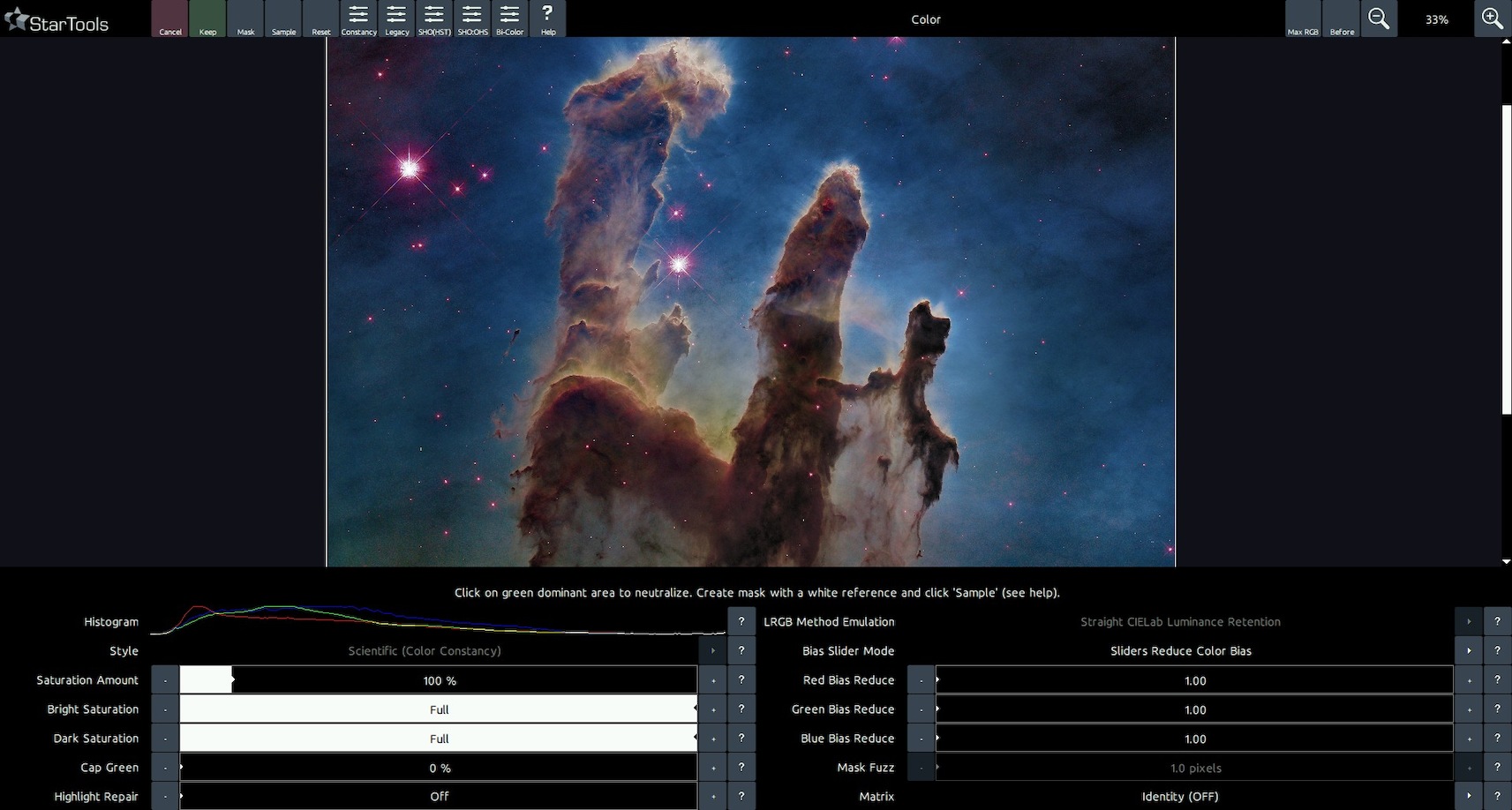 Screenshot of StarTools UI