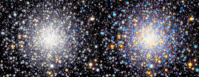2 images of a globular cluster side-by-side