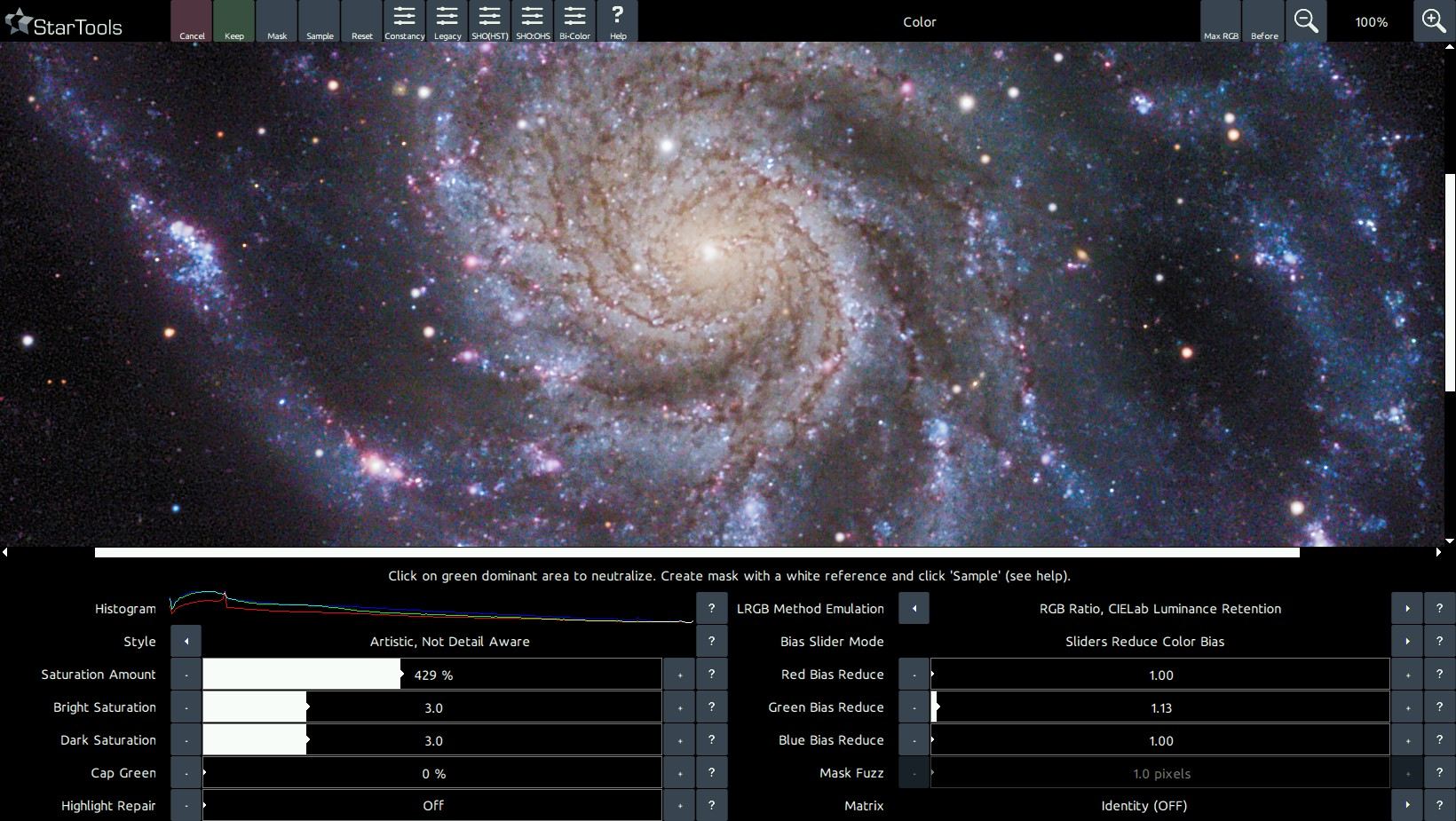 M101 with a more desaturated core as other software renders it