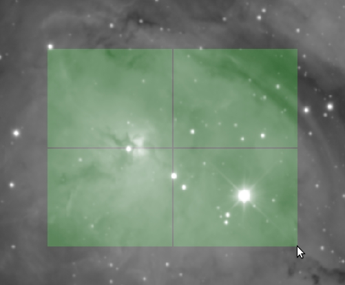 An image with a green square with crosshairs