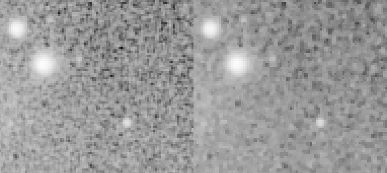 A side-by-side image showing removal of fixed pattern noise