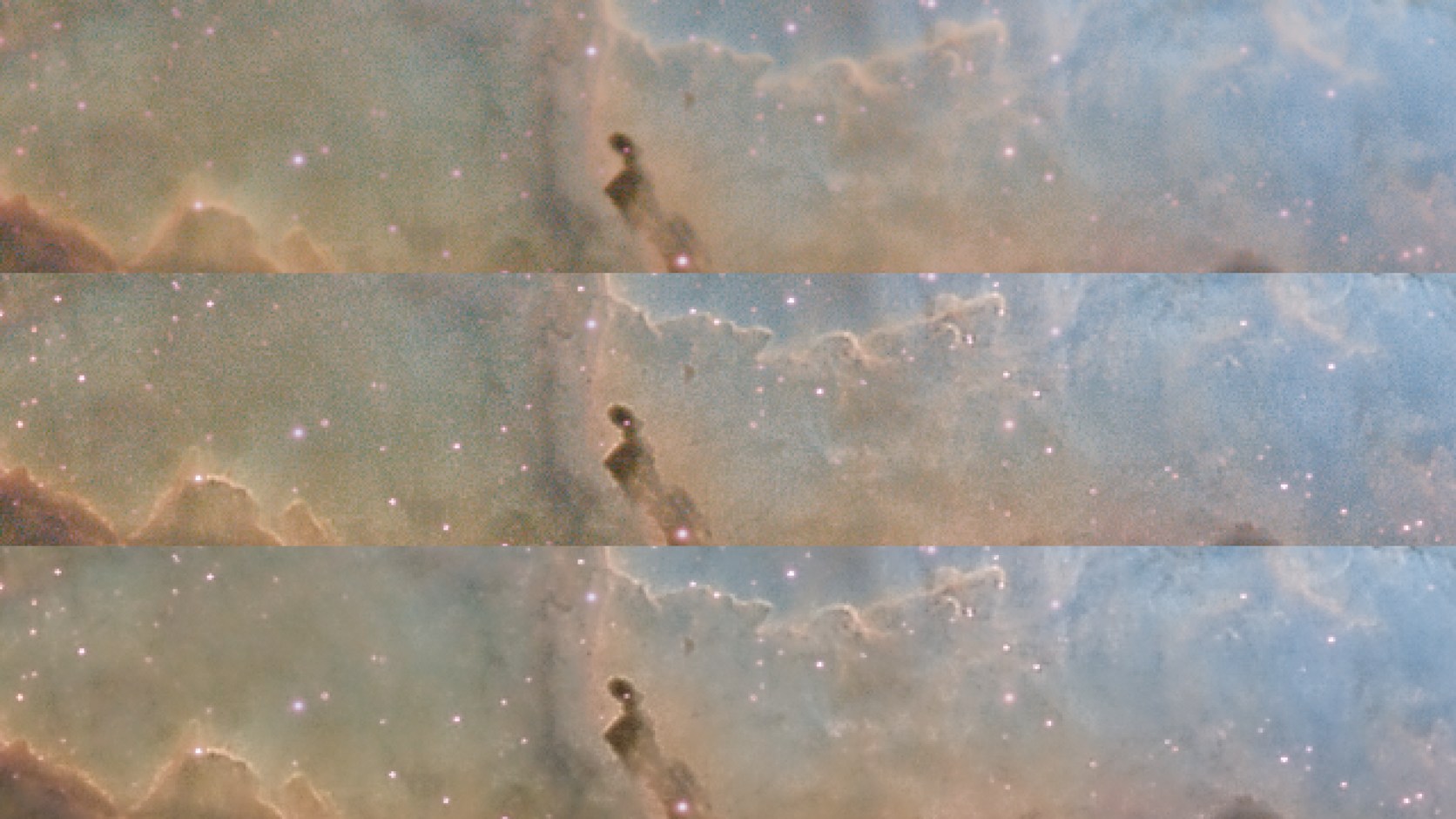 A 3-panel demonstrating a StarTools signal flow sequence.