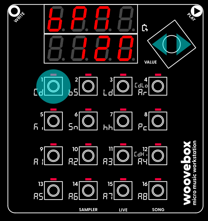 Woovebox interface showing a value being set.