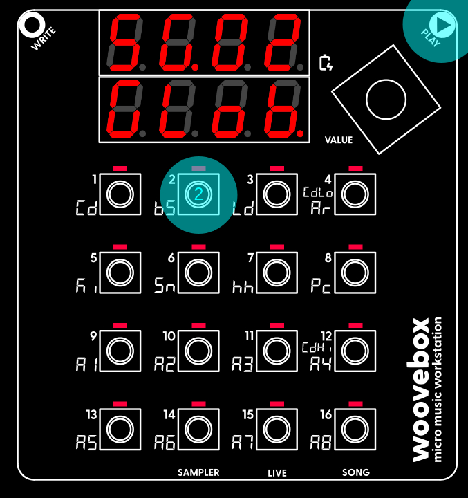 Woovebox interface showing selection of song 2.