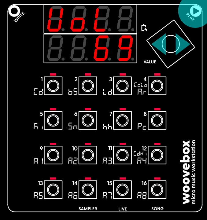 Woovebox interface showing volume being set.